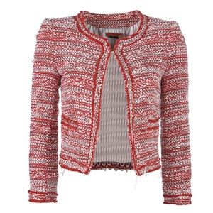 Alice + Olivia Red White Tweed Blazer Lady Jacket Medium
